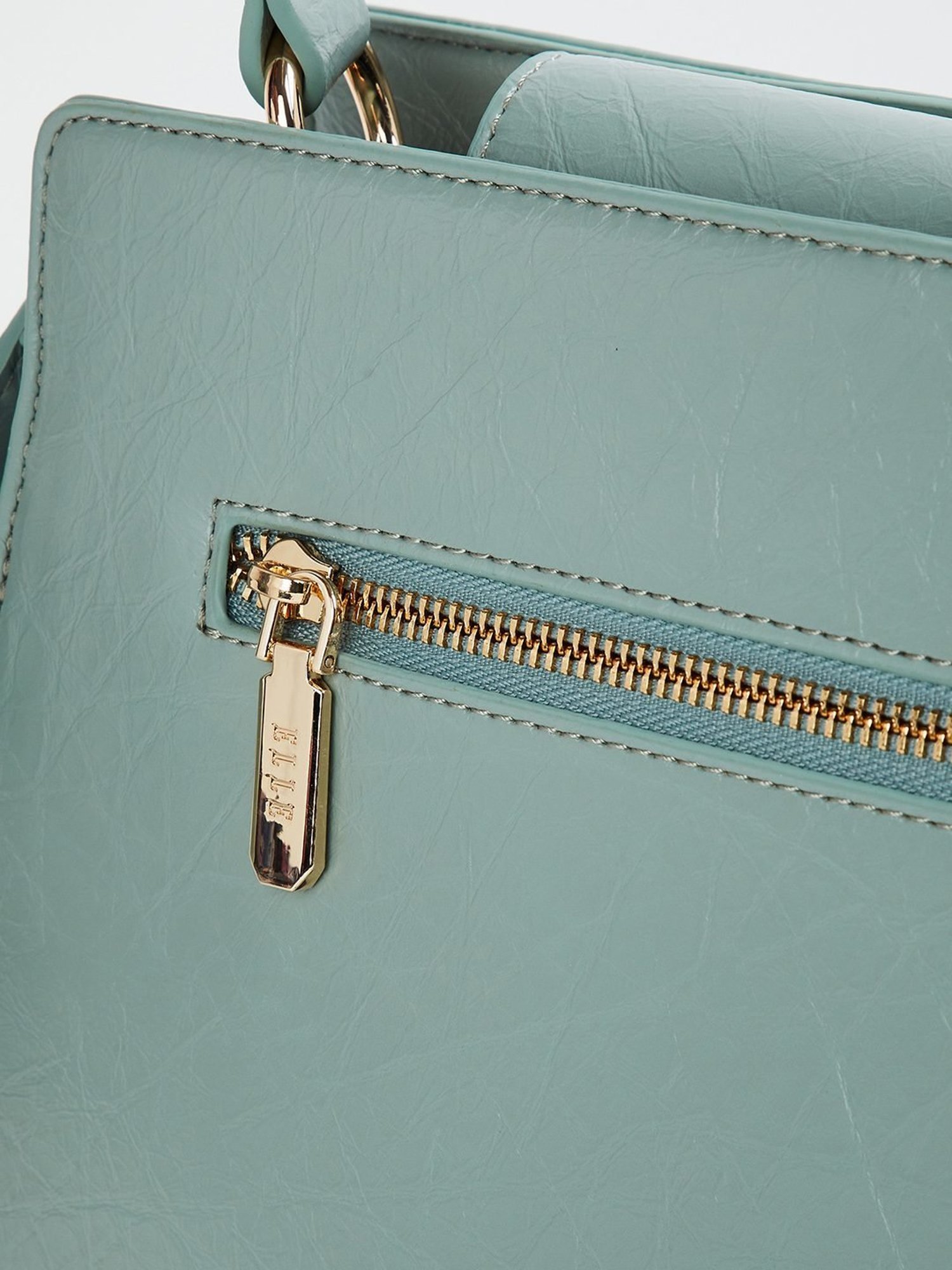 Elle Teal Textured Satchel Handbag