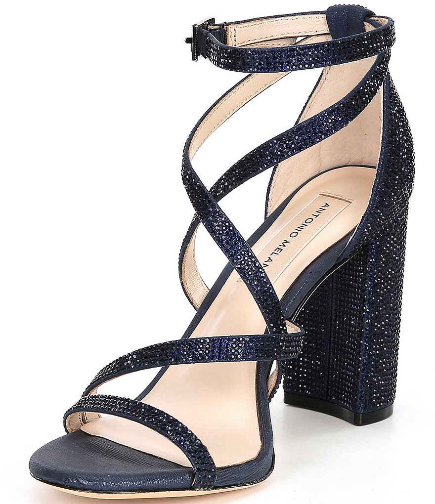 Antonio Melani Hazlyn Satin Rhinestone Embellished Strappy Dress Sandals