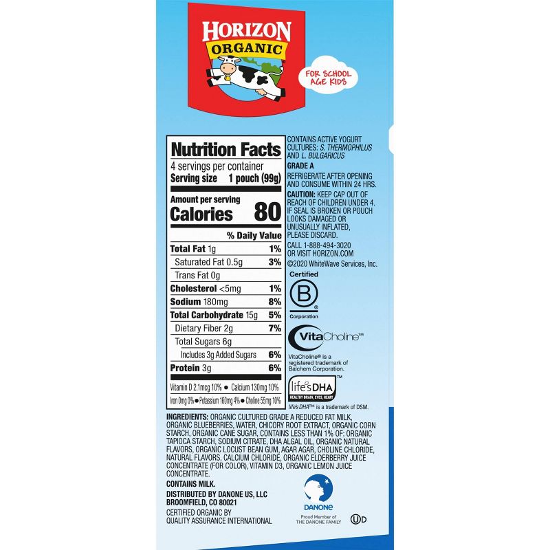 Horizon Organic Growing Years Blueberry Kids' Yogurt Pouch - 14oz/4pk