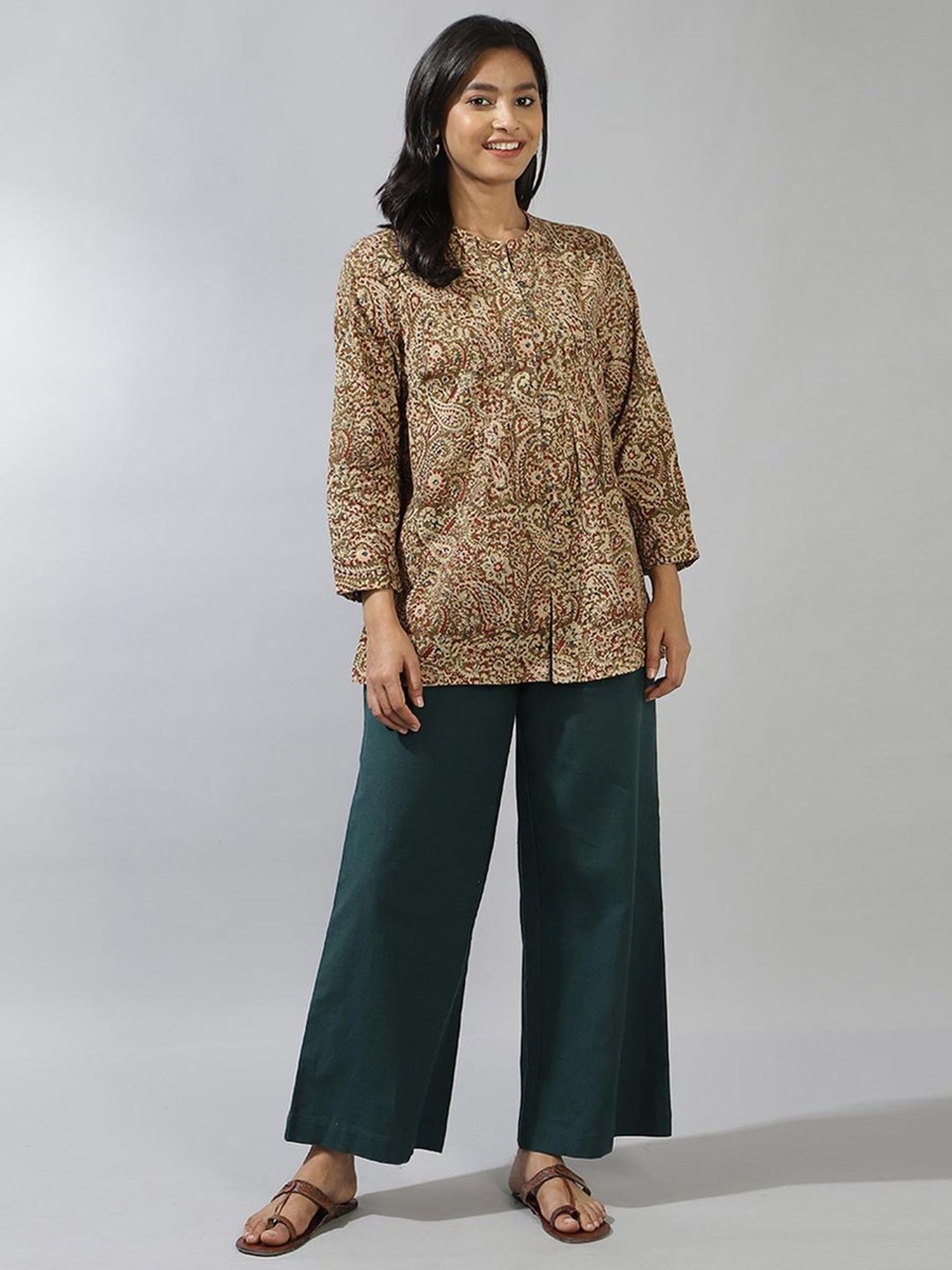 Fabindia Brown Cotton Printed Tunic