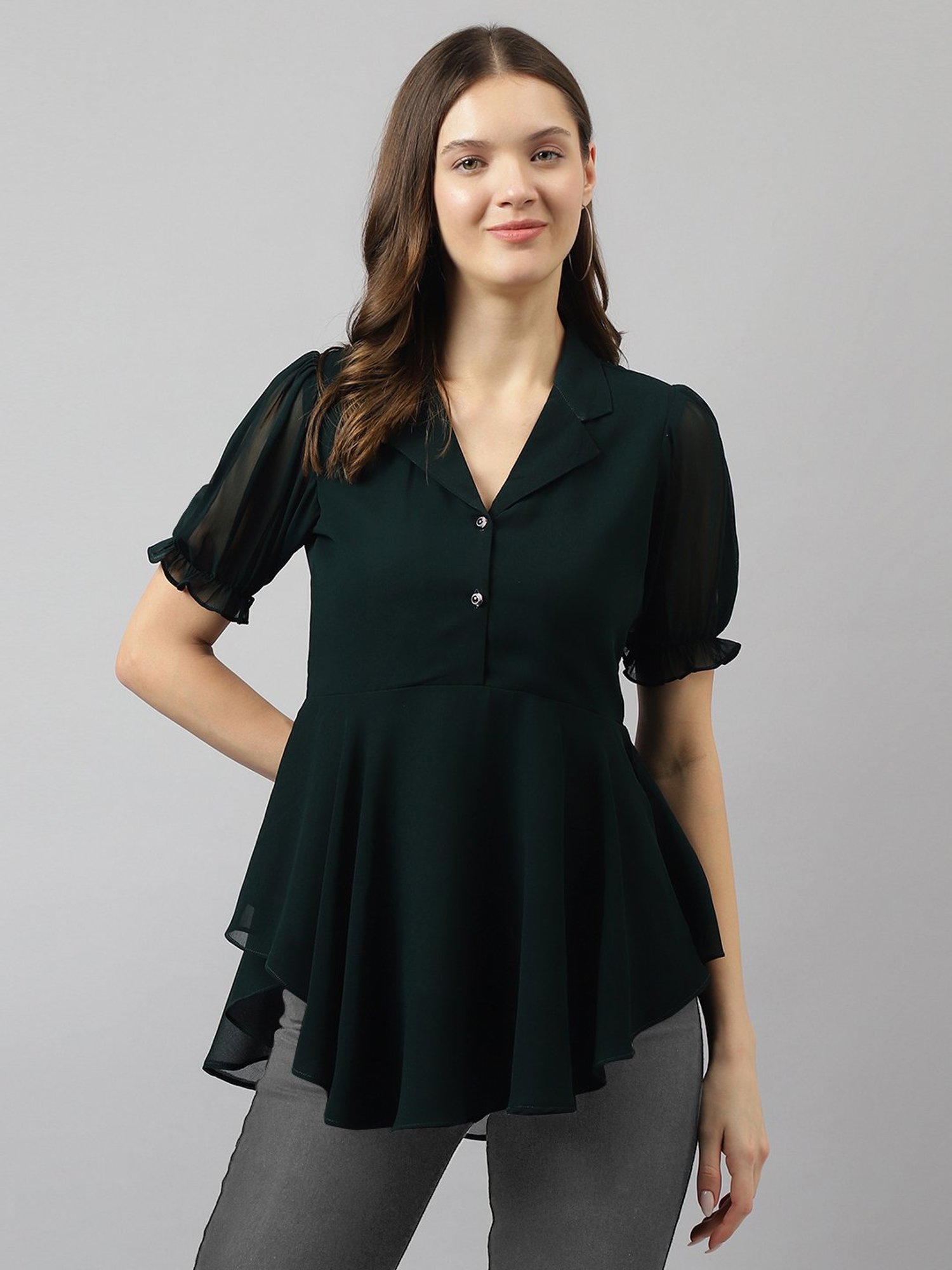 KERI PERRY Dark Green Regular Fit Top