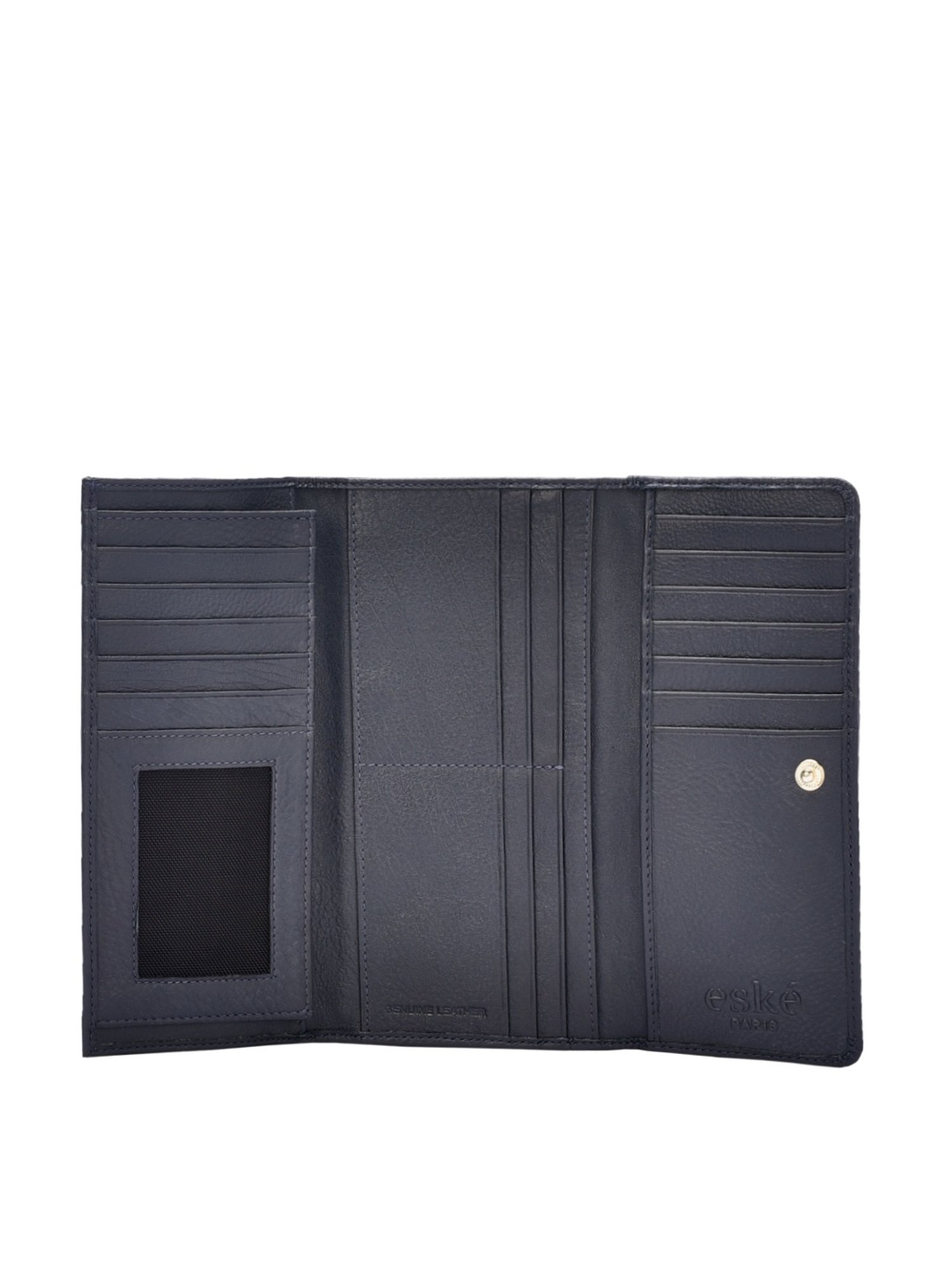 Eske Klara Dark Blue Solid Tri-Fold Wallet for Women