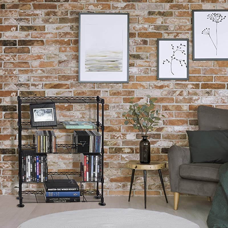 Maxsteel 5 Tier Shelving Heavy Gauge Steel Wire Media Shelving for 275 CDs152 DVDs Bluray or Games PN3010 in Black