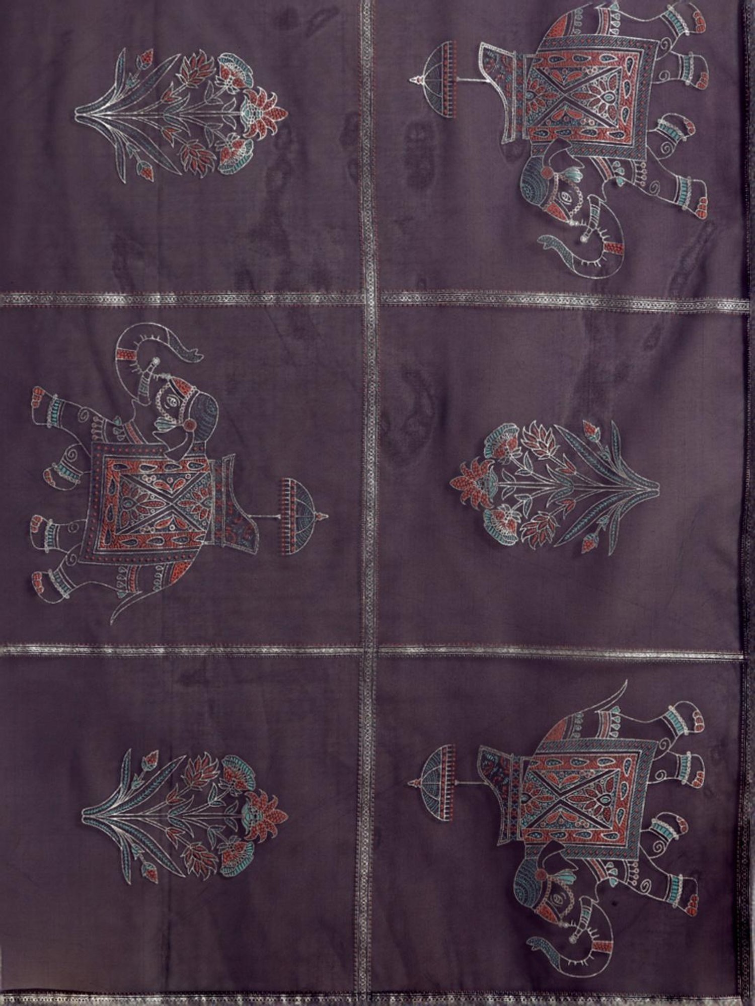 Ziyaa Purple Printed A-Line Dress With Dupatta