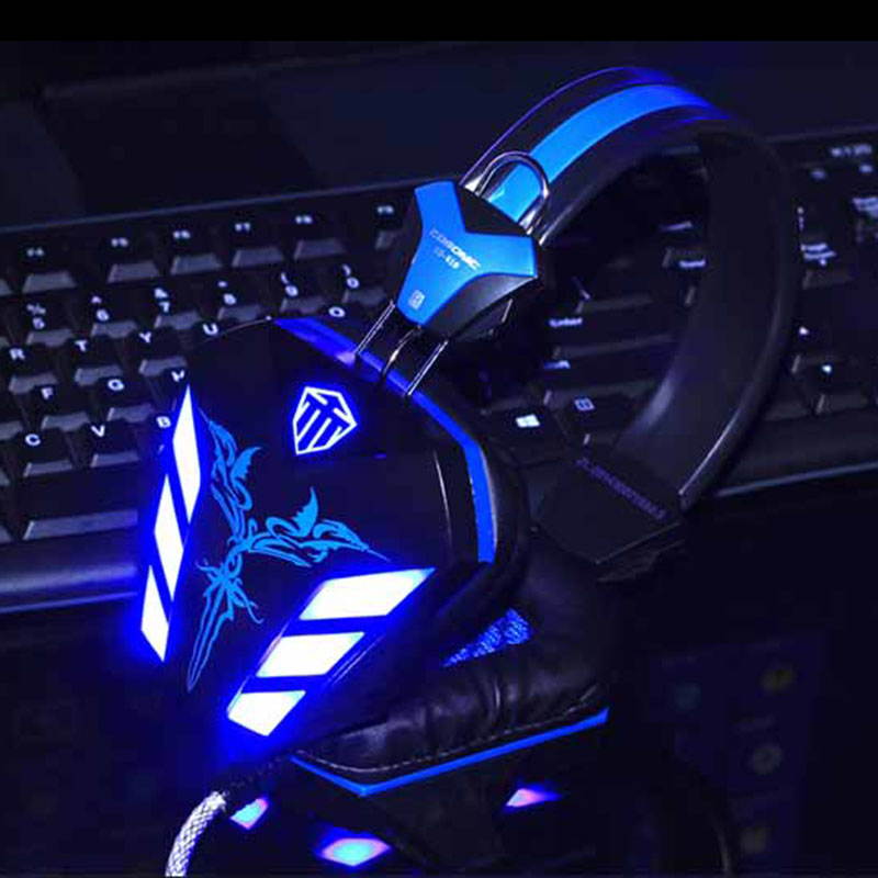 Gaming Headphone USB + 3.5mm Gaming Headset Headband Earphone with Microphone Noise Canceling LED Light for PC Gamer