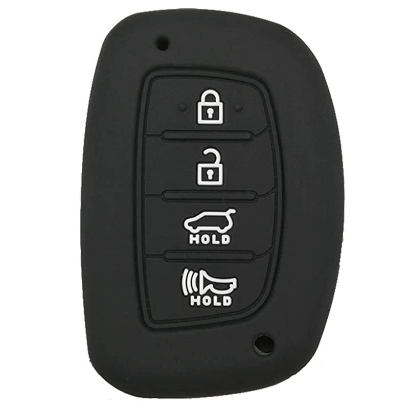 2Pcs Silicone 4 Buttons Smart Key Fob Remote Cover Case Keyless Entry Protector Bag for 2018 2017 2016 Hyundai Tucson Elantra NOT FIT FlipPop OutFolding Key