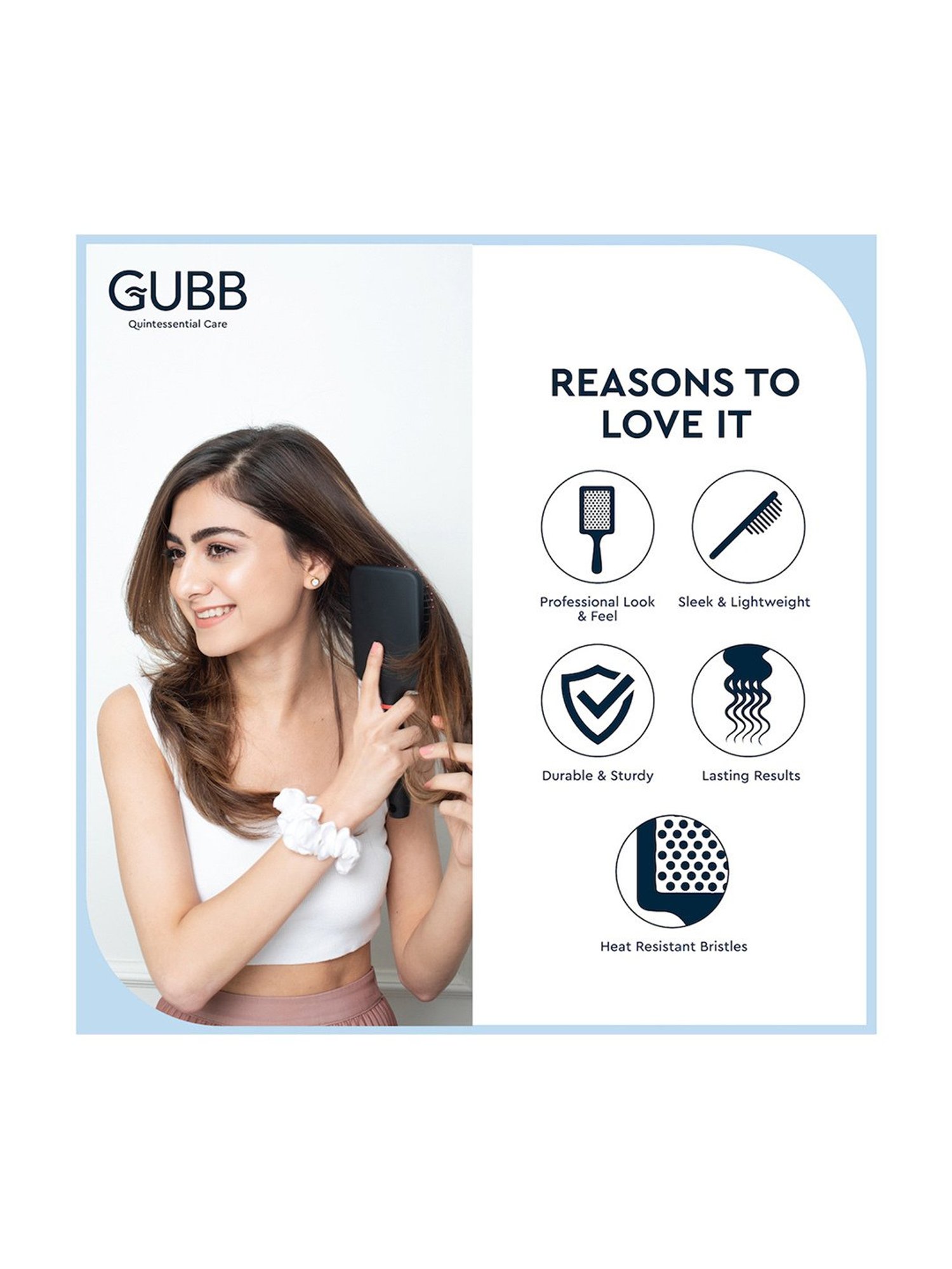 GUBB Paddle Brush for Hair Styling, Cushioned Medium Hair Brush - Vogue Range