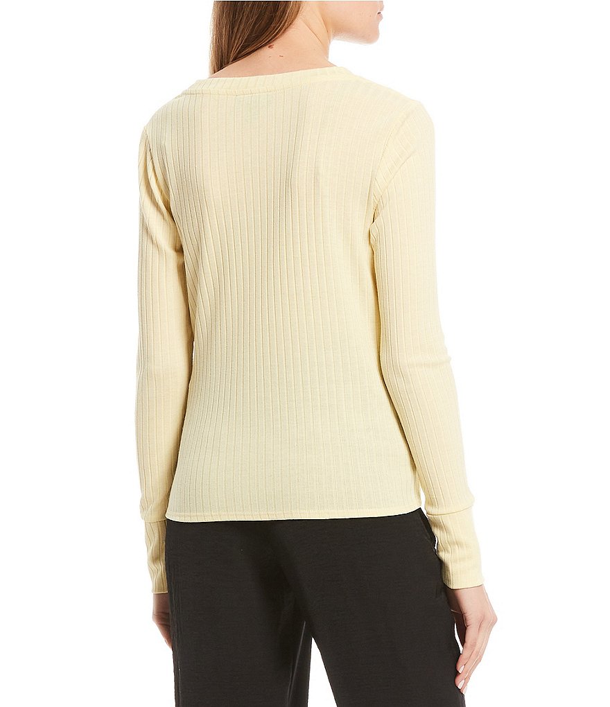 I.N. San Francisco V-Neck Tie Front Button Top