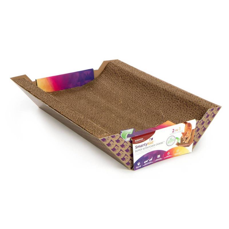 SmartyKat Super Scratcher Chaise Catnip Infused Corrugate Cat Scratcher and Bed