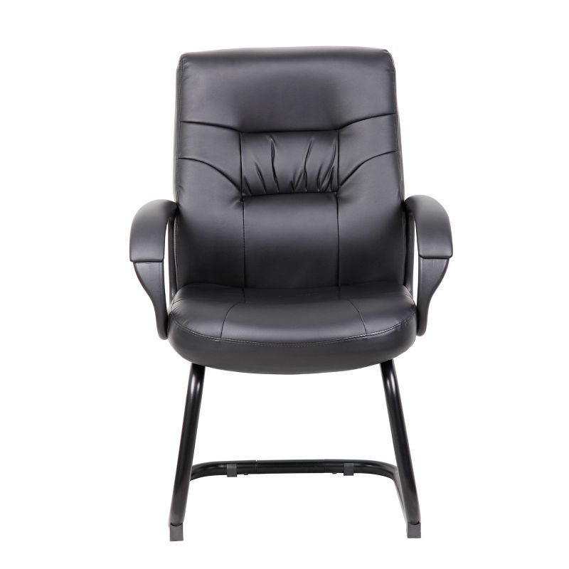 Executive Mid Back Leatherplus Guest Chair with Cantilever Sled Base Black - Boss Office Products