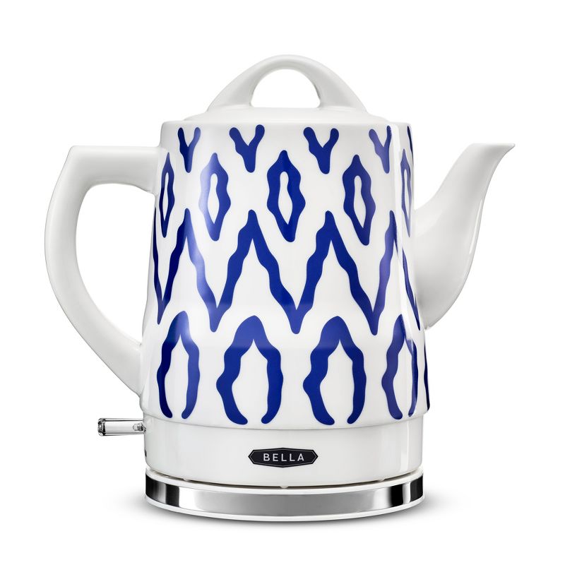 Bella 14744 Stylish 1.5 Liter 1350 Watt Long Neck Spout Ceramic Cordless Electric Kettle with 360 Degree Swivel Base, Blue Aztec