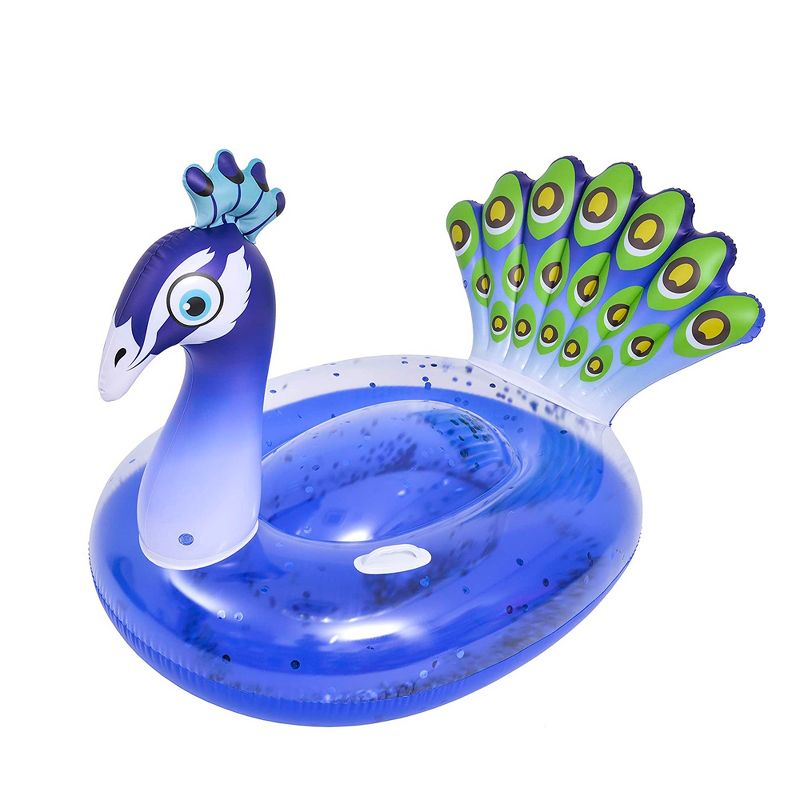 Pool Central 57" Inflatable Purple and Green Peacock Swimming Pool Float