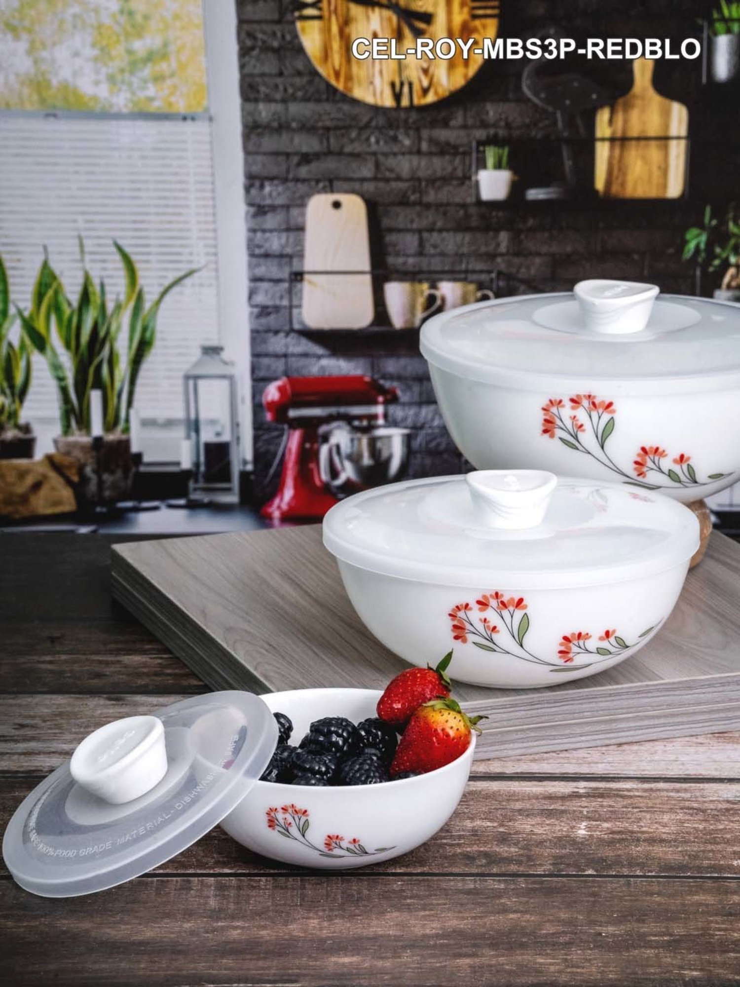 Cello White Opalware 3-Piece Mixing Bowl Set