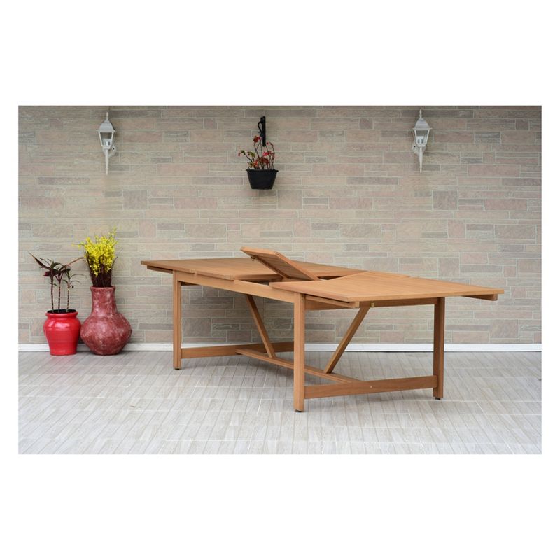 9pc Valencia Rectangular Extendable Eucalyptus/Teak Finish Patio Dining Set - Amazonia