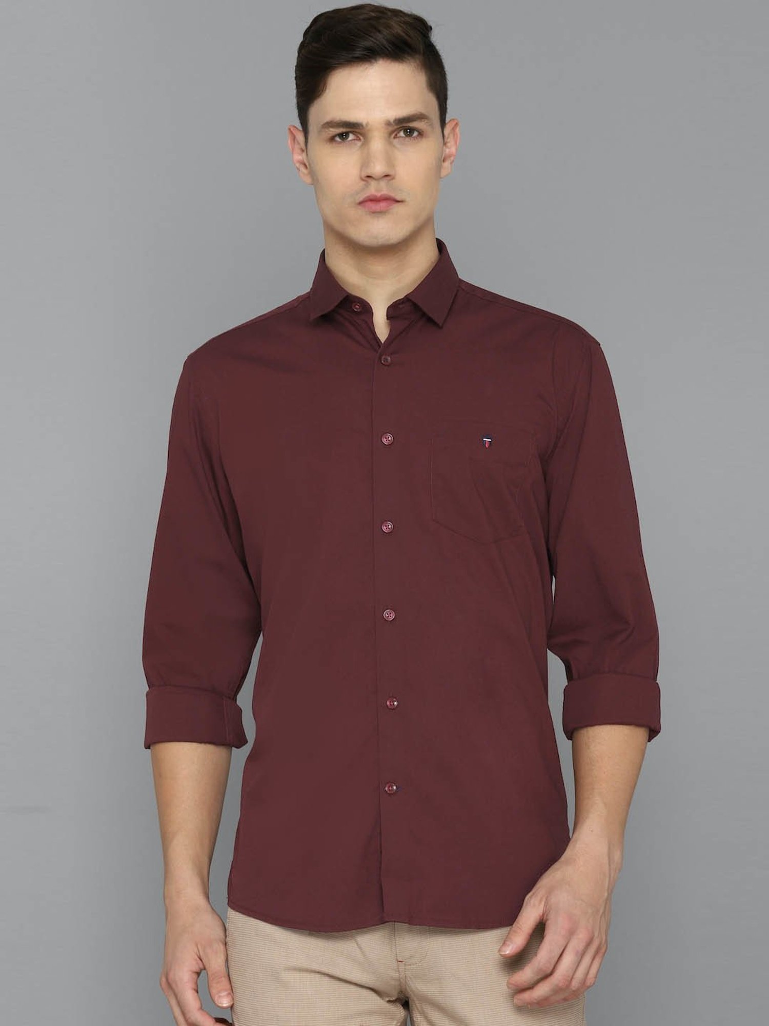 Louis Philippe Sport Maroon Slim Fit Shirt