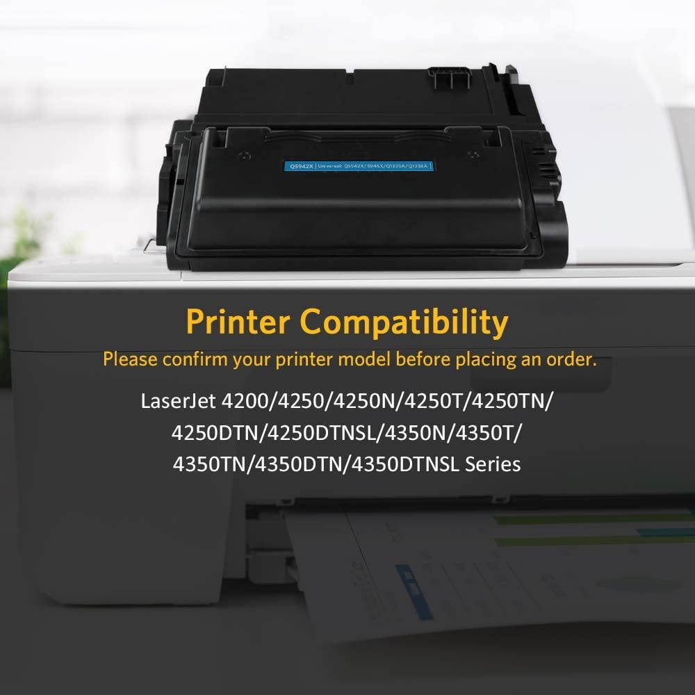 v4ink Compatible Toner Cartridge Replacement for HP 42X Q5942X 38A Q1338A to use for HP Laserjet 4250 4350 4250N 4250TN 4250DTN 4200 4350N 4350TN 4350DTN Series Printers (High Yield Black, 1 Pack)