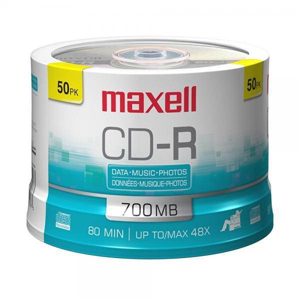 Maxell MAX648250 CD Recordable Media, CD-R, 48x, 700 MB, 50 Pack Spindle