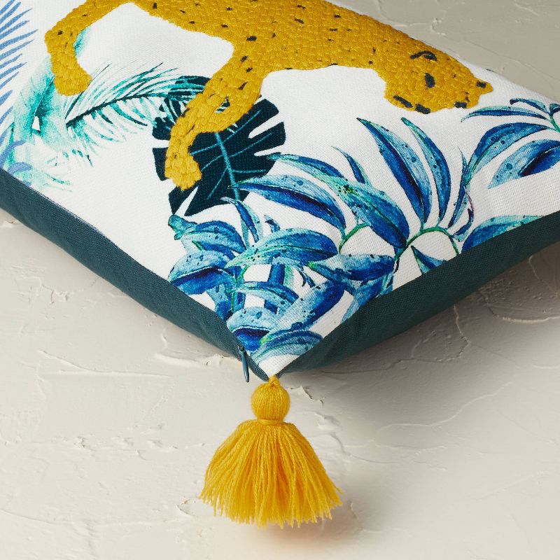 Leopard Embroidered and Printed Lumbar Throw Pillow - Opalhouse™ designed with Jungalow™