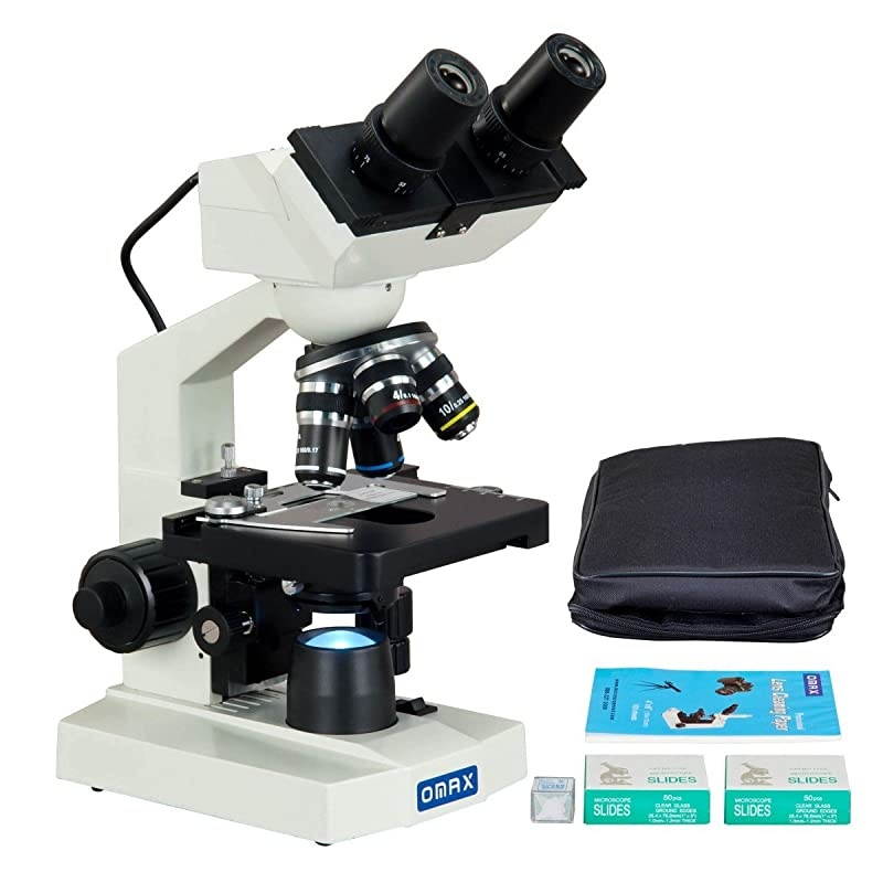 40X-2500X Built-in 1.3MP Digital Binocular Compound LED Microscope with Case+Slides+Lens Paper