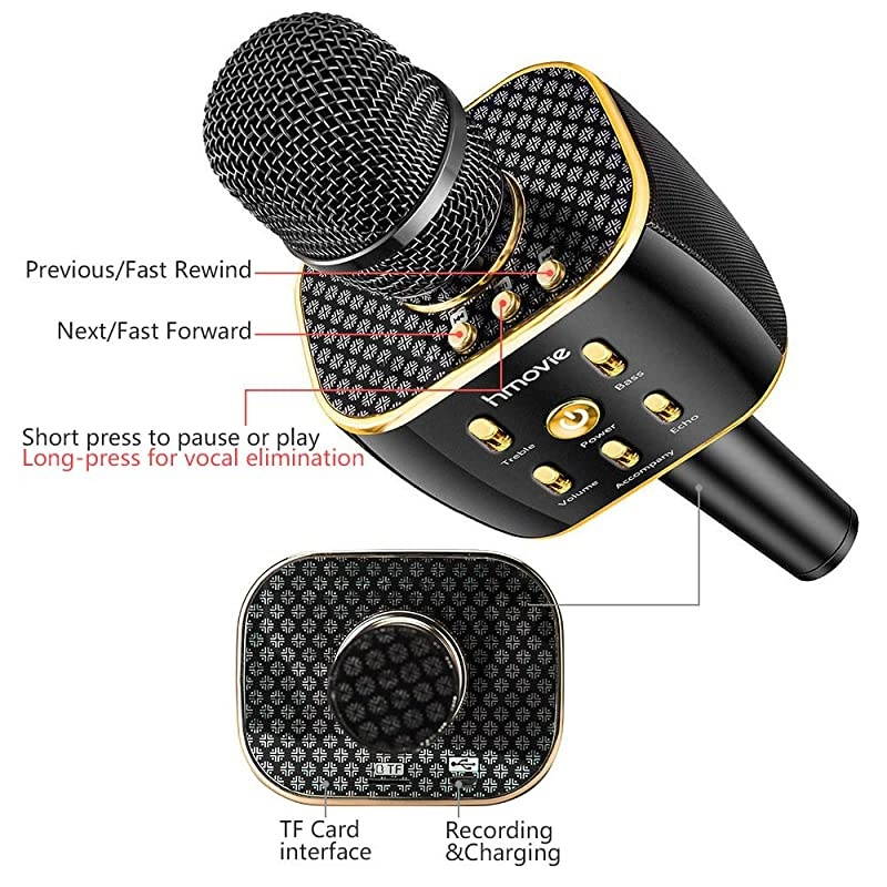 Dual Sing Duet Version Wireless Bluetooth Karaoke Microphone Portable Handheld Karaoke Speaker Machine Christmas Birthday Home Party for AndroidiPhonePC or All Smartphone