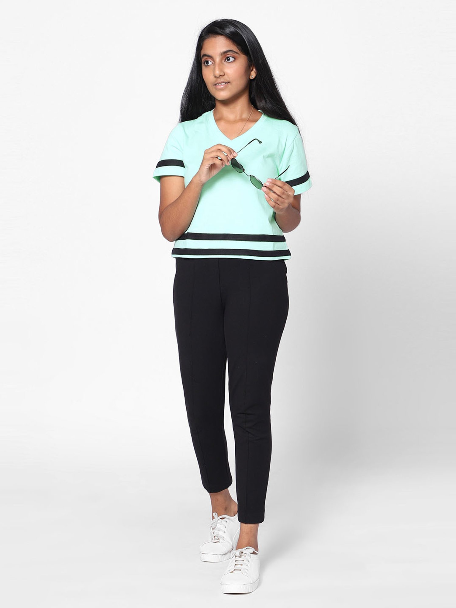 TeenTrums Girls Green Solid Top