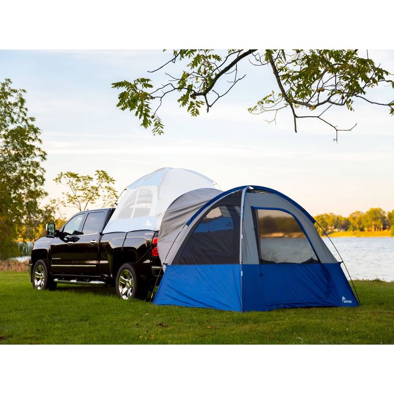 Napier Sportz Link Portable 4 Person Truck Bed Attachment Outdoor Camping Tent with Convenient Carry Bag, Blue (Trunk Tent Not Included)