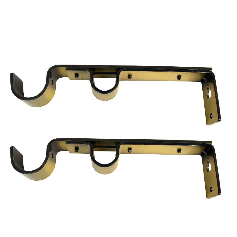 Set of 2 Drapery Rod Brackets Brown - Versailles Home Fashions