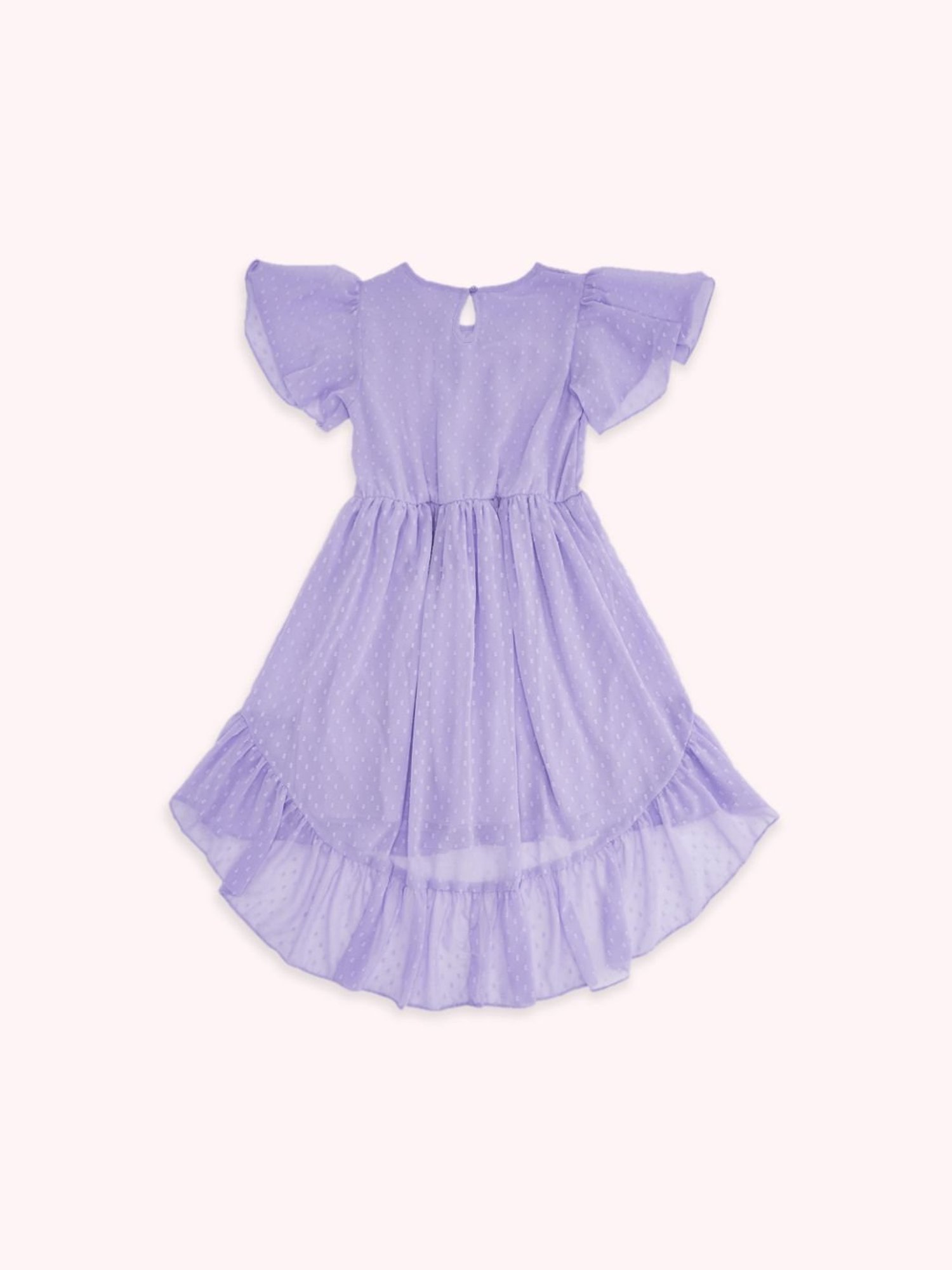 Pantaloons Junior Lavender Cotton Self Pattern Dress