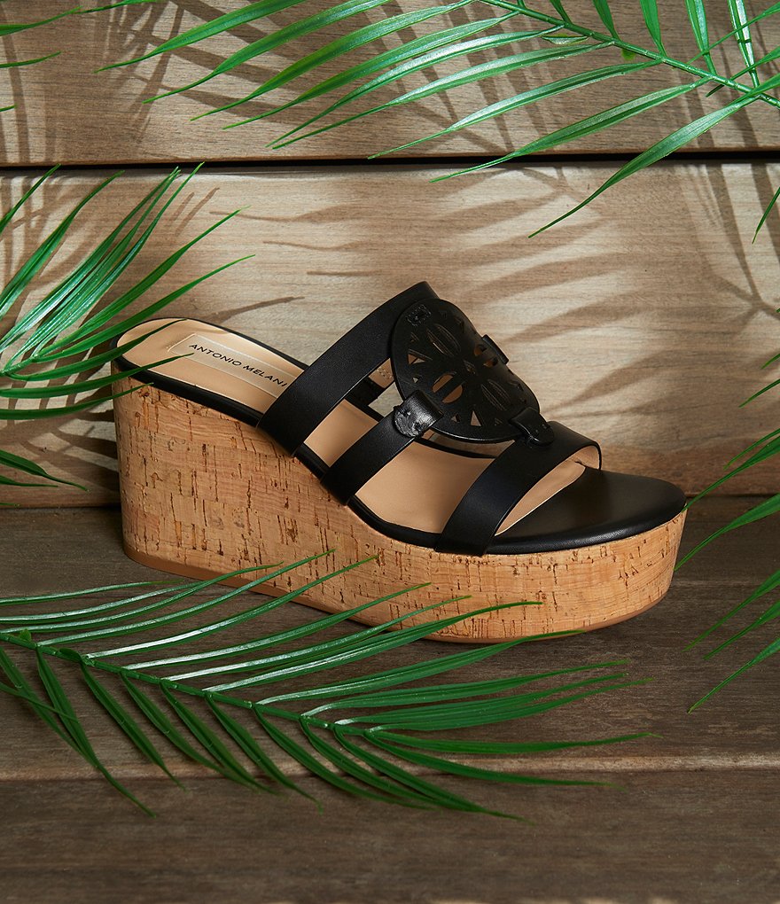Antonio Melani Quinnlynn Leather Wedge Sandals