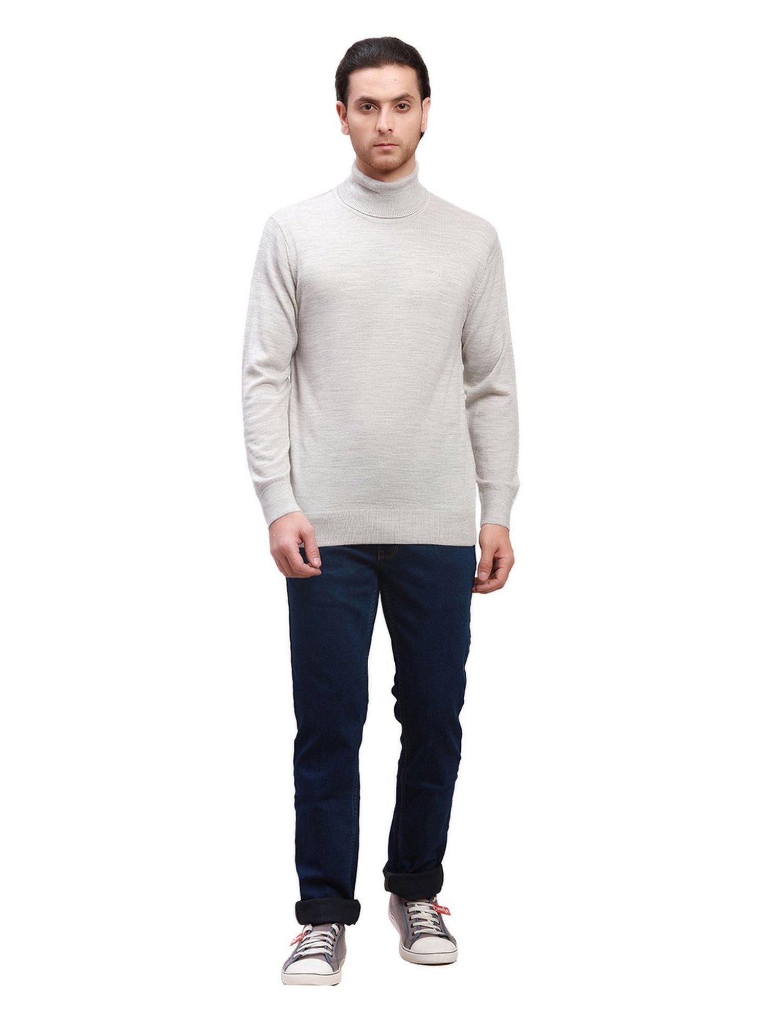 ColorPlus Light Grey Tailored Fit High Neck Sweater