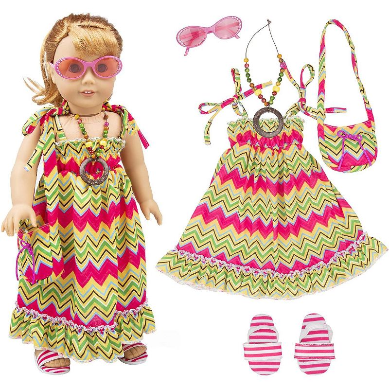 Dress Along Dolly Vacation Beach Maxi Dress Outfit for American Girl Doll
