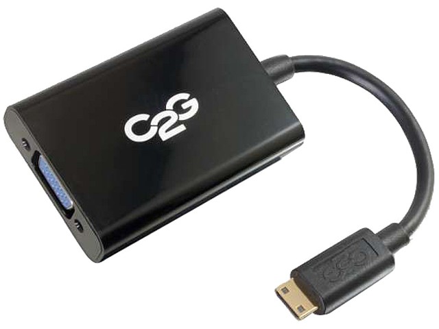 C2g 8In Hdmi Mini To Vga And Audio Adapter Converter Dongle - Black