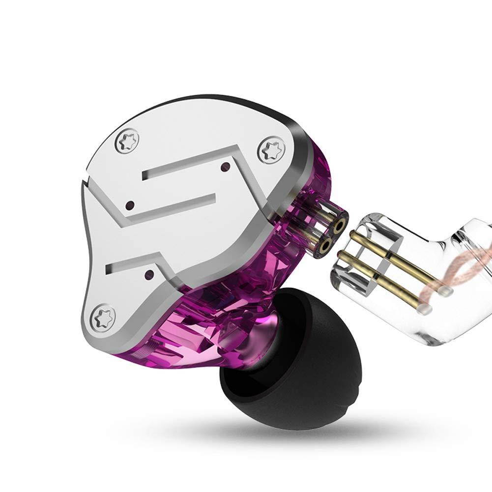 KZ ZSN in Ear Earphone 1BA 1DD Stereo High Fidelity Earphone, KZ Earbuds High Resolution in Ear Monitor Headphone with Detachable 0.75mm 2 pin Cable (Purple, NO Mic)