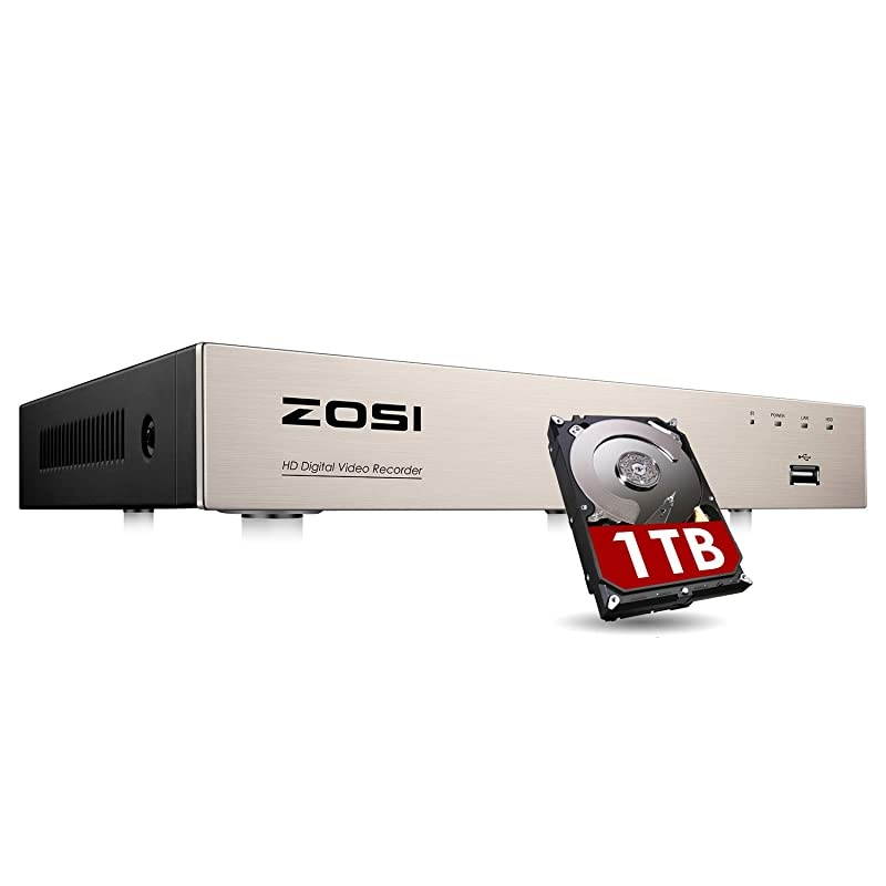 H265+ 5MP Lite 8 Channel Hybrid 4in1 HD TVI CCTV DVR 8CH 1080P Surveillance Video Recorders with Hard Drive 1TB for Home Security Camera SystemMobile Remote AccessMotion Detection