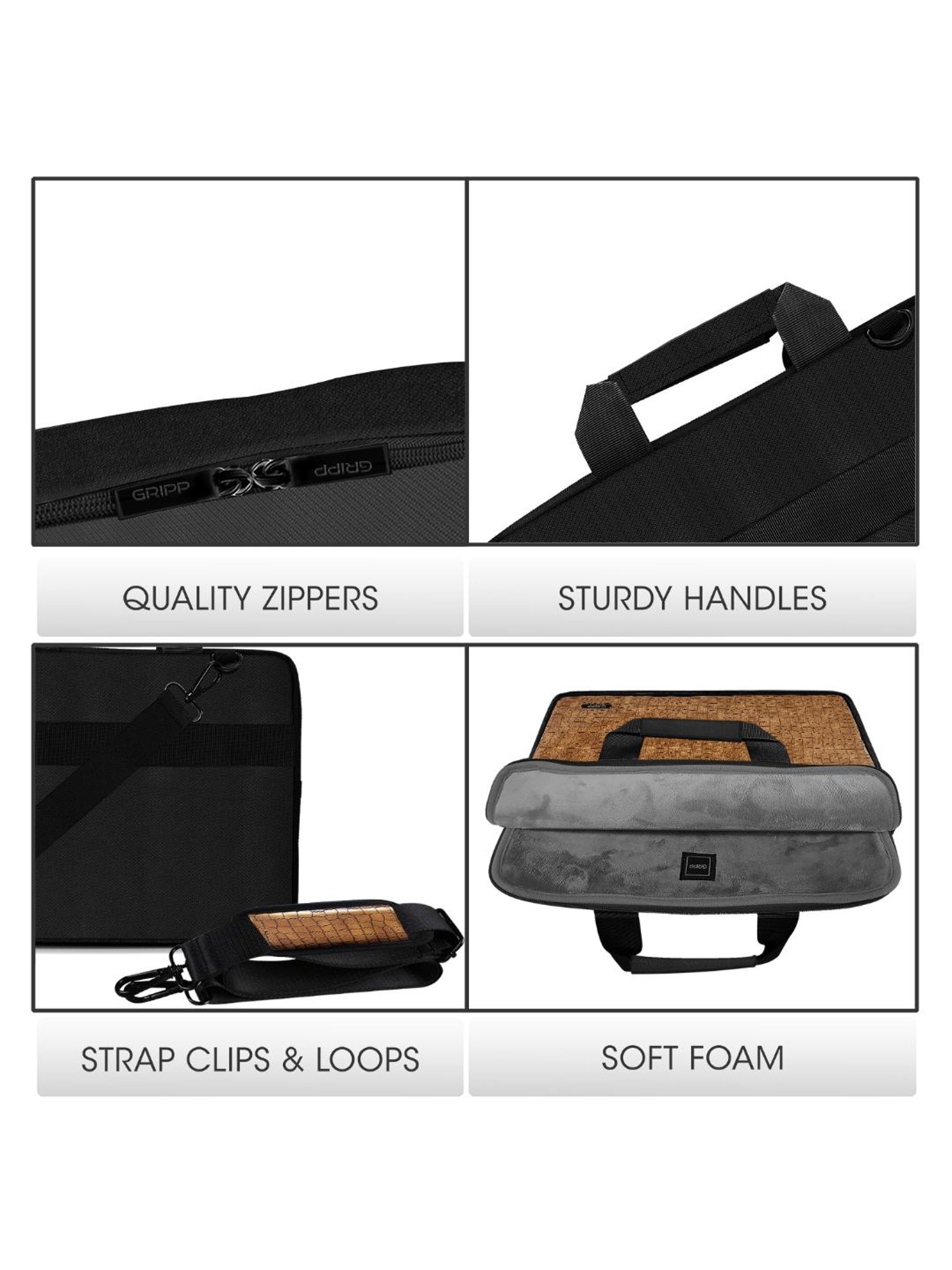 Gripp Croc Compact Fleet Executive Business Laptop & Tablet Bag For Macbook 13.3 & 14 (Camel)