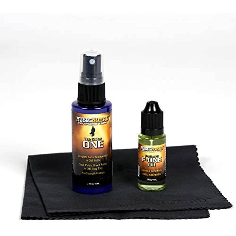 MusicNomad Premium Guitar Care Pack - Guitar ONE (2oz), F-ONE (1/2 oz)  & Microfiber Cloth