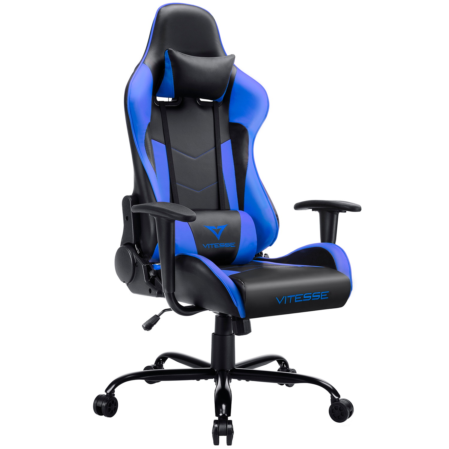 Vitesse Gaming Office Chair with Carbon Fiber Design, High Back Racing Style Seat, Swivel, Lumbar Support and Headrest(Red)