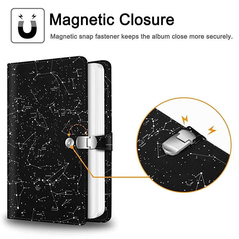 Wallet Photo Album for Fujifilm Instax Wide 300 Polaroid OneStep 264 Pockets Snap Fastener Album Compatible with Polaroid POP Originals 600 Camera 35x45 Inch Film Constellation