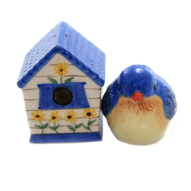Tabletop 3.0" Kissing Blue Bird & House Set/2 Salt Pepper Shaker Magnetic Pacific Trading  -  Salt And Pepper Shaker Sets