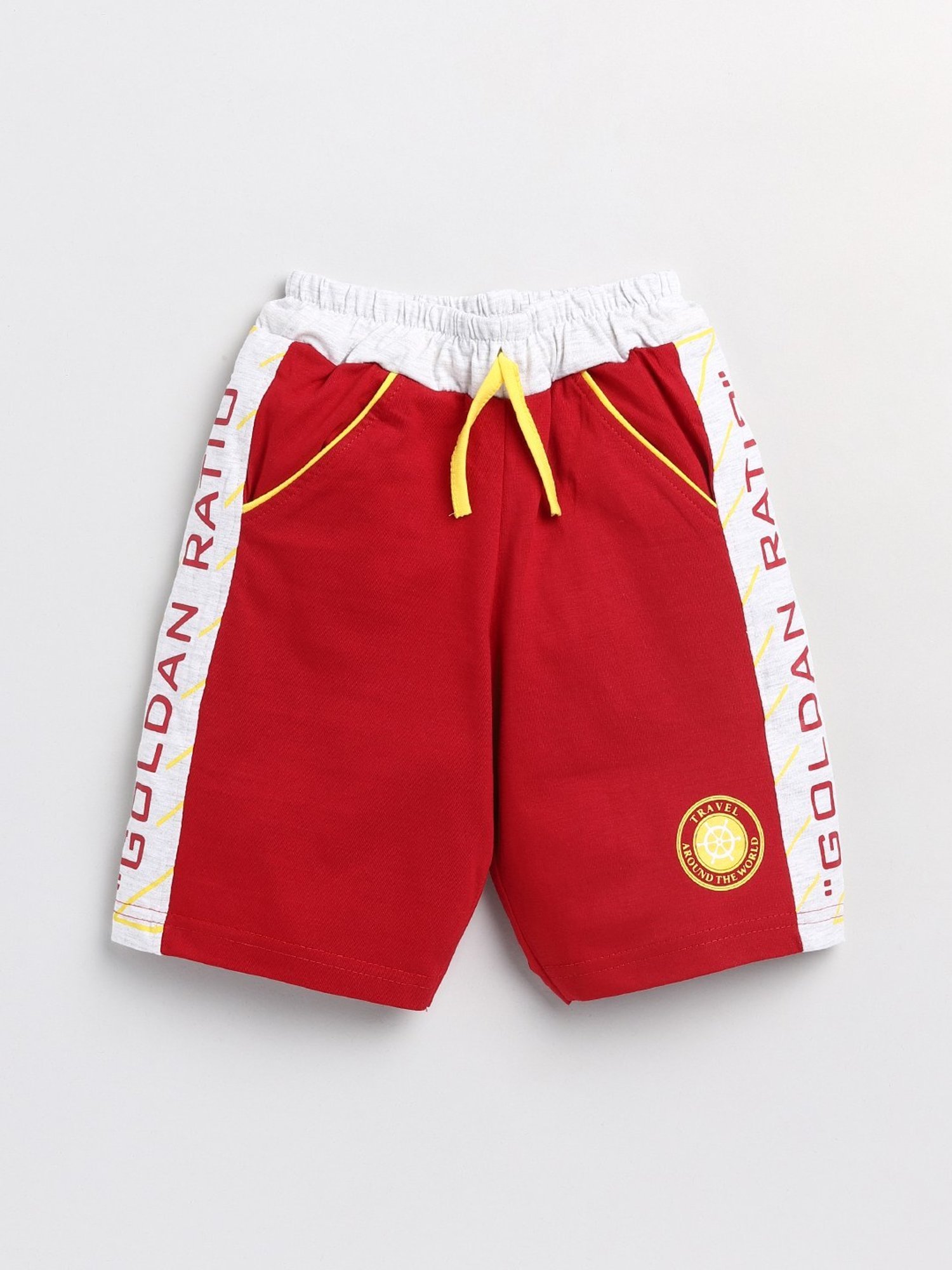 Todd N Teen Kids Red & White Cotton Printed Bermunda