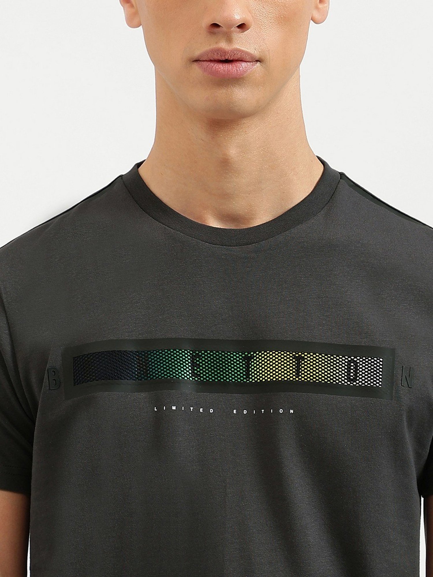 United Colors Of Benetton Grey Regular Fit Printed T-Shirt