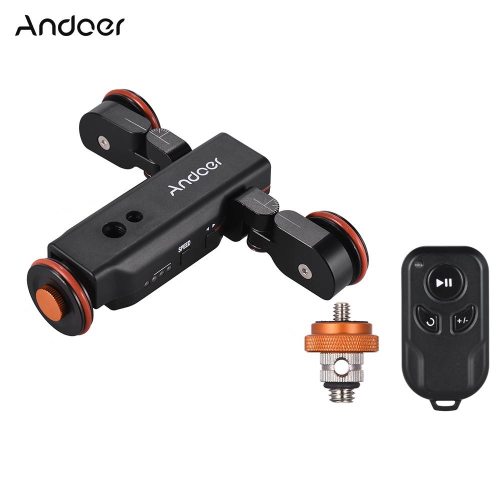 Andoer L4 PRO Motorized Camera Video Dolly with Scale Indication Electric Track Slider Wireless Remote Control/1800mAh Rechargeable   Battery 3 Speed Adjustable Mini Slider Skater for Cameras and