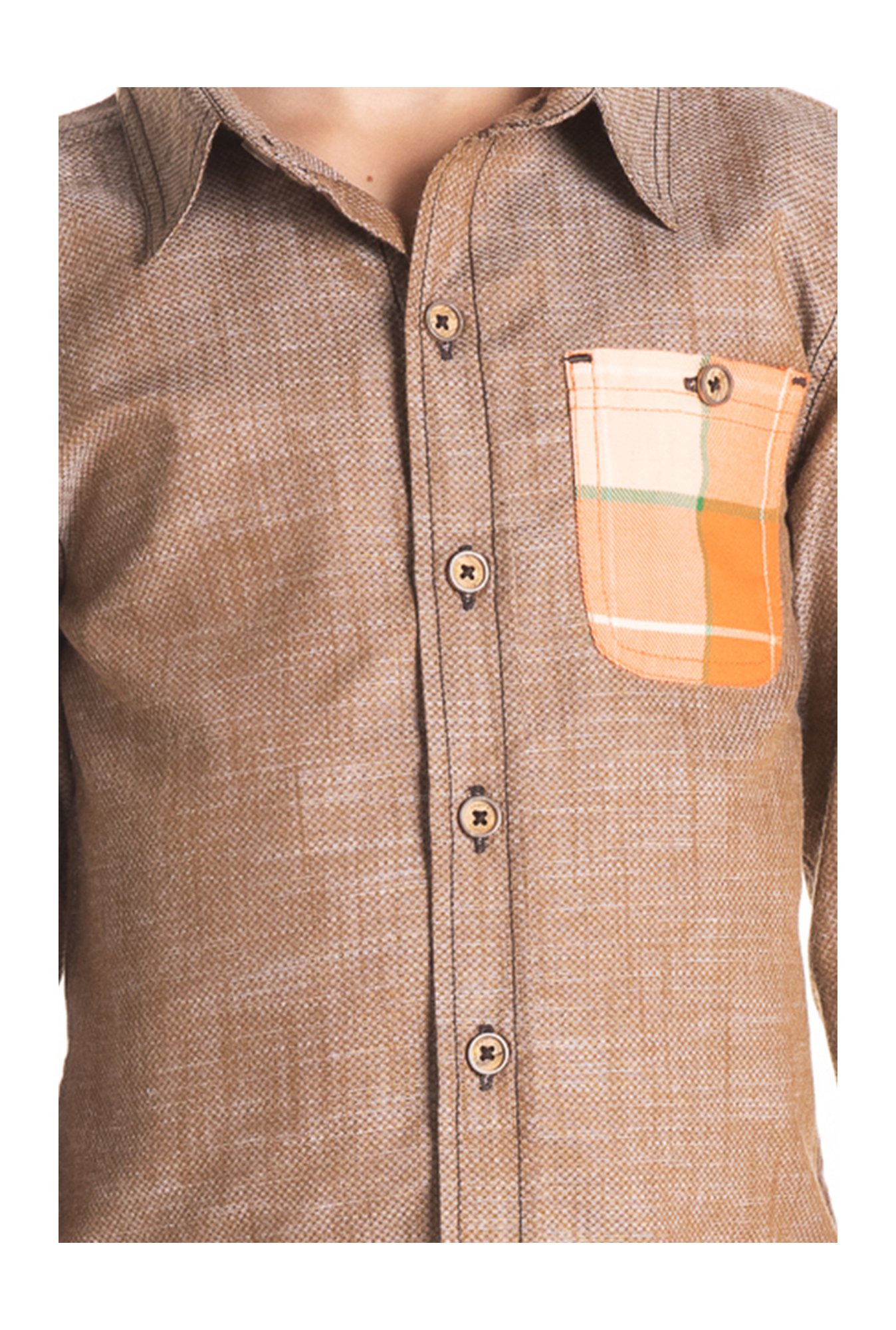 Cherry Crumble By Nitt Hyman Boys Brown Textured Shirt