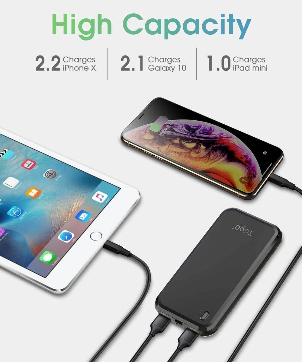 TG90 Power Bank 10000mAh Portable Battery Charger for Cell Phones External Battery Power Packs Ultra Slim Portable Phone Charger Compatible with iPhone Android Phone Smart Devices