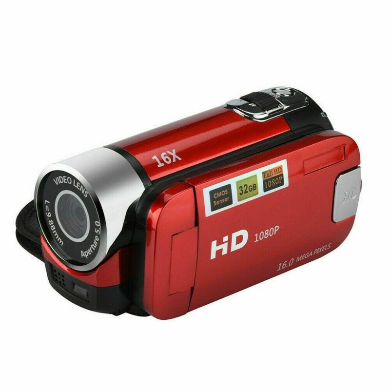 1080P LED Light High Definition Shooting Video Record Portable Camcorder Professional Digital Camera TFT LCD 16MP 16x Zoom DV AV Night Vision Red