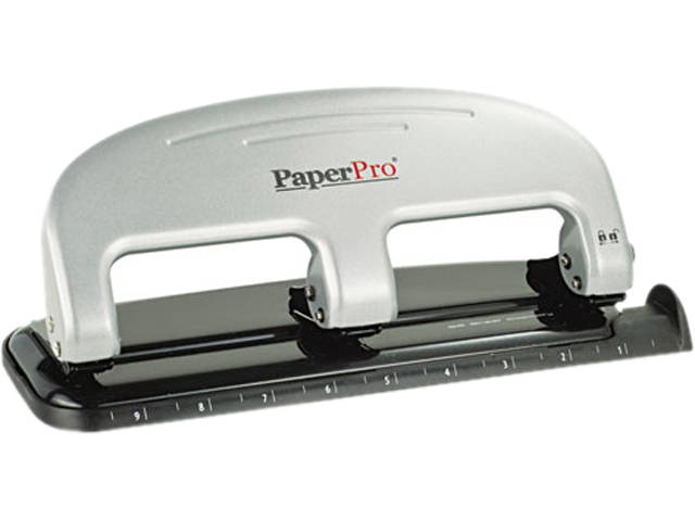 PaperPro 2220 Three-Hole Punch, 20 Sheet Capacity, Black/Silver