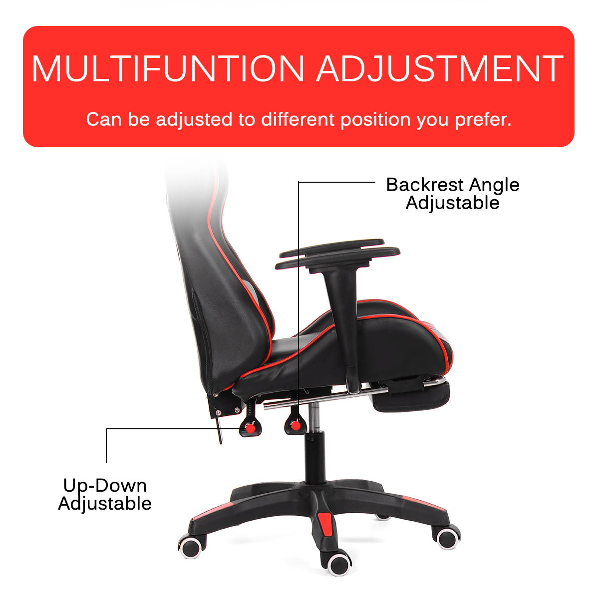 Computer Office Chairs Recliner Leather Racing Gaming High Back Chair + Footrest