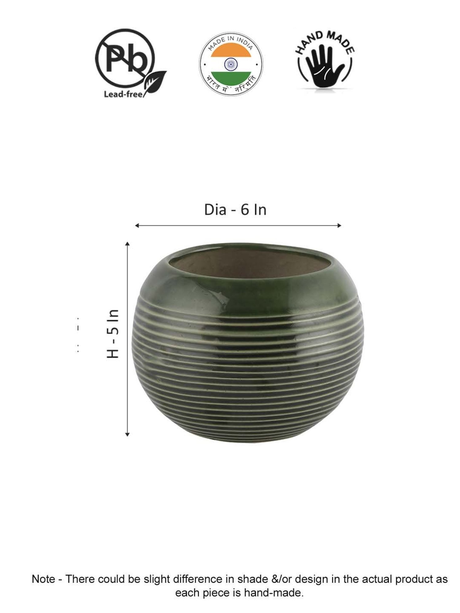 VarEesha Green Ceramic Planter Pot - Set of 1