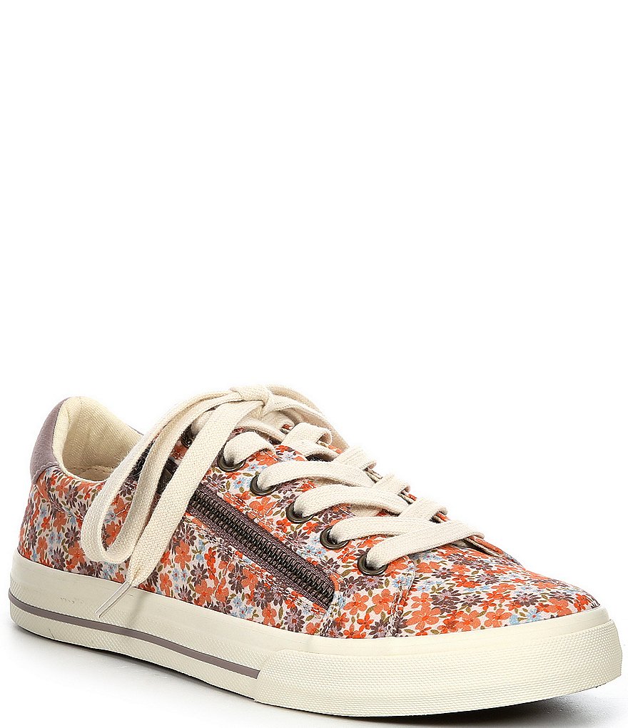 Taos Footwear Z-Soul Peach Floral Canvas Lace-Up Sneakers
