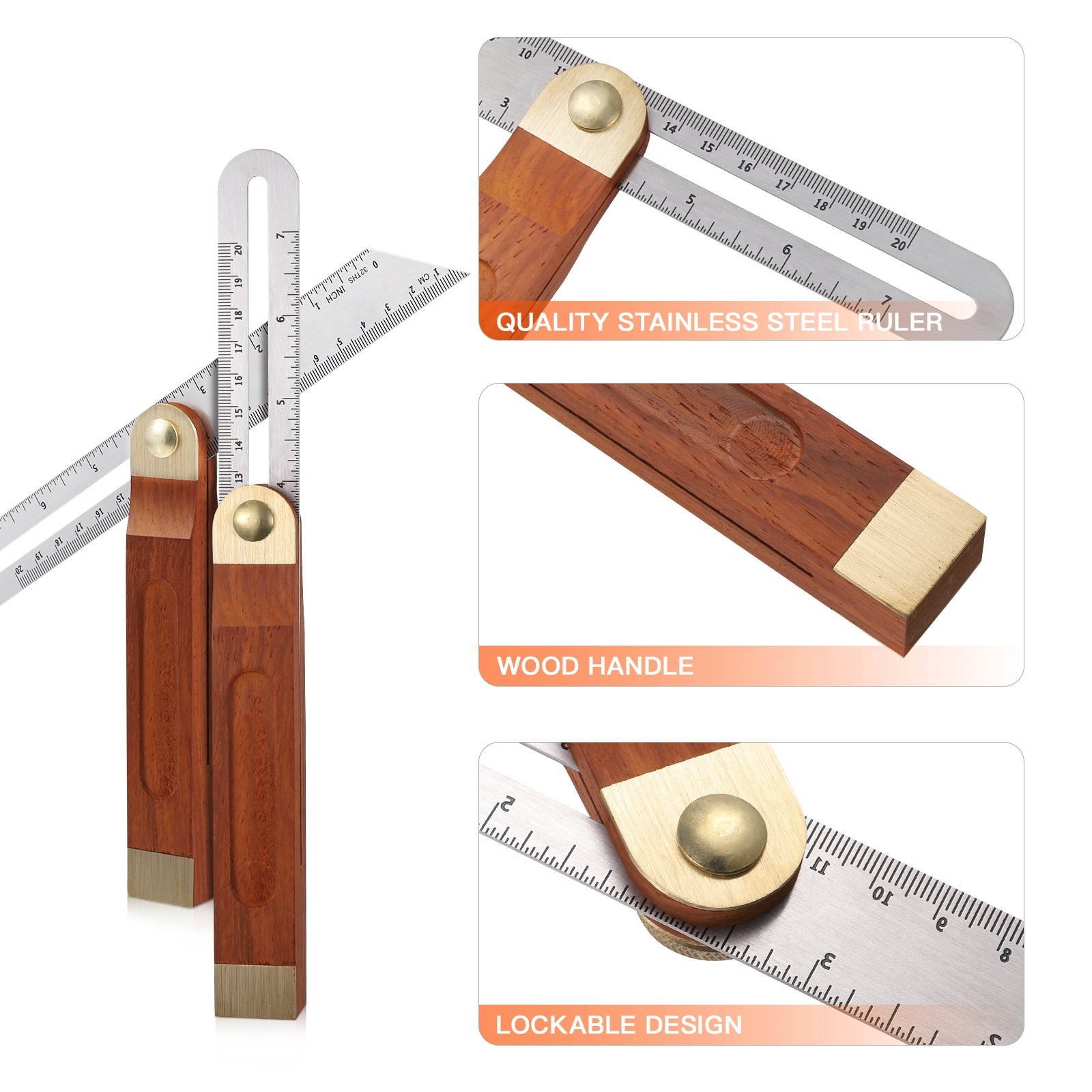 DOITOOL 9" T-Bevel Sliding Angle Ruler Multi-angle Adjustable Gauge Measurement Tool Hardwood Handle with Metric & Imperial Marks